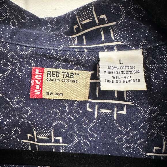 Levis Red Tab Shirt Men Large Vintage 100% Cotton Button Front WPL 423 - Picture 2 of 7